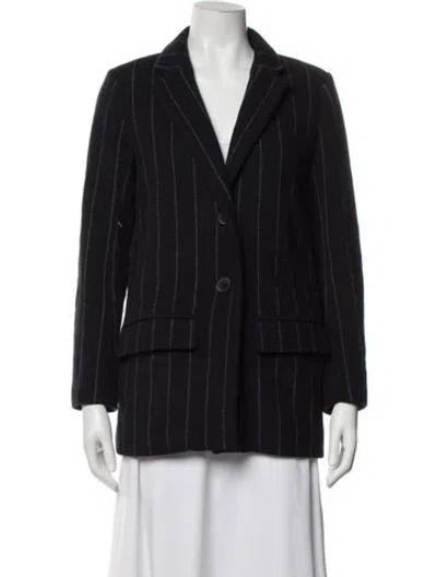 Pre-owned Maje Virgin Wool Striped Blazer In Black