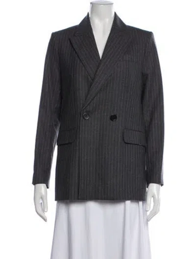 Pre-owned Maje Virgin Wool Striped Blazer In Grey