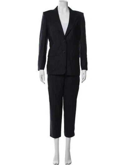 Pre-owned Maje Virgin Wool Striped Pant Set In Blue
