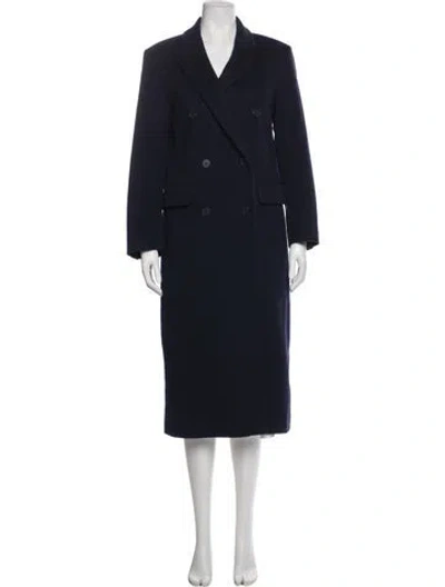 Pre-owned Maje Virgin Wool Trench Coat In Blue
