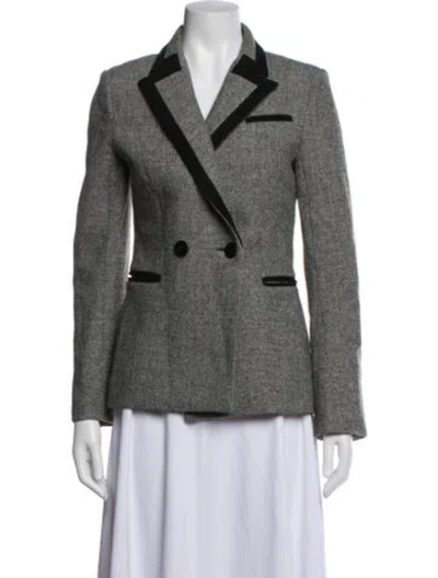 Pre-owned Maje Virgin Wool Tweed Pattern Blazer In Black