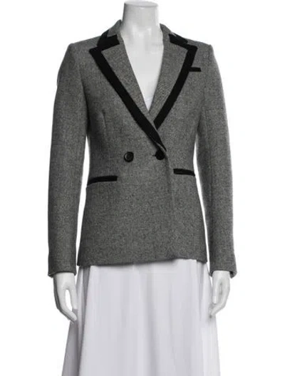 Pre-owned Maje Virgin Wool Tweed Pattern Blazer In Grey