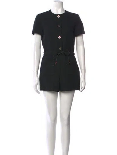 Pre-owned Maje Virgin Wool Tweed Pattern Romper In Black