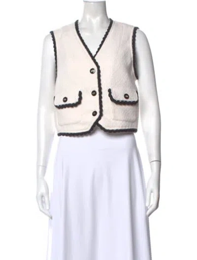 Pre-owned Maje Virgin Wool Tweed Pattern Sweater In Neutral