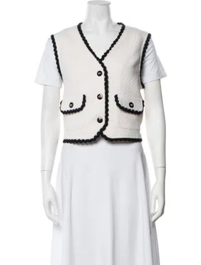 Pre-owned Maje Virgin Wool V-neck Sweater In White