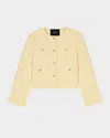 Maje Short Tweed And Lurex Jacket In Yellow