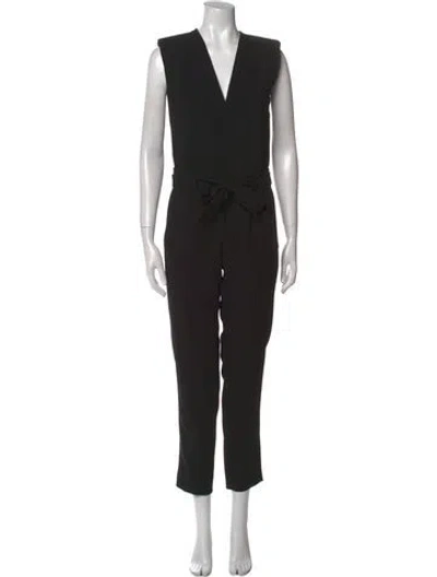 Pre-owned Maje V-neck Jumpsuit In Black