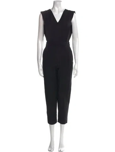 Pre-owned Maje V-neck Jumpsuit In Black