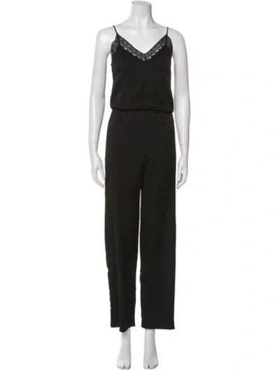 Pre-owned Maje V-neck Jumpsuit In Black