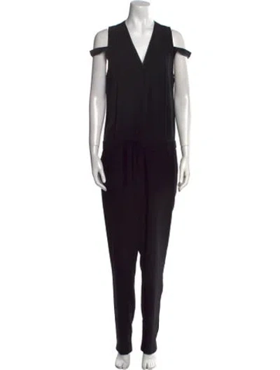 Pre-owned Maje V-neck Jumpsuit In Black