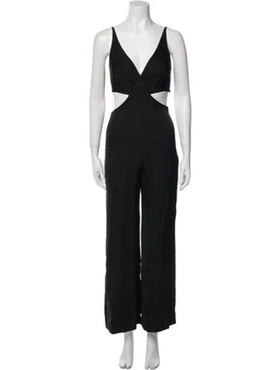Pre-owned Maje V-neck Jumpsuit In Black