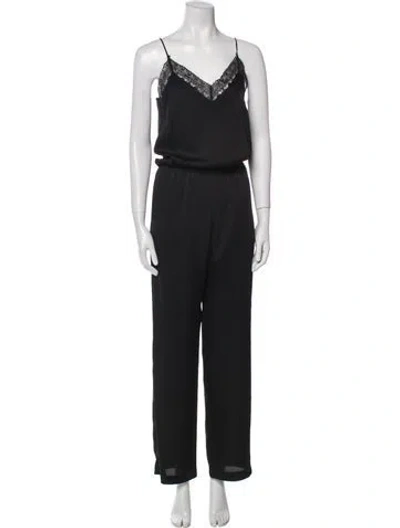 Pre-owned Maje V-neck Jumpsuit In Black