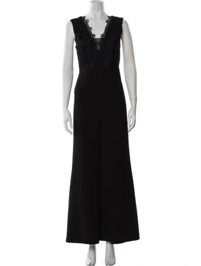 Pre-owned Maje V-neck Jumpsuit In Black