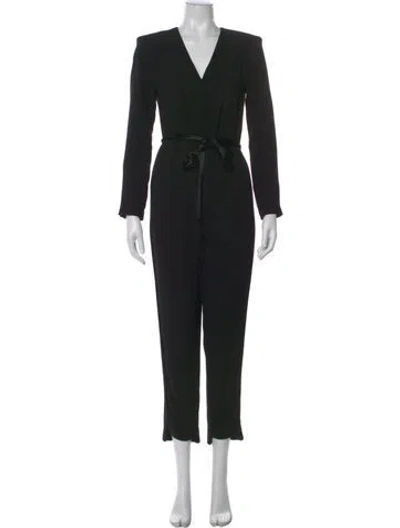 Pre-owned Maje V-neck Jumpsuit In Black
