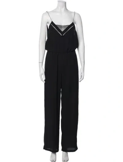 Pre-owned Maje V-neck Jumpsuit In Black