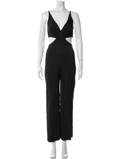 Pre-owned Maje V-neck Jumpsuit In Black