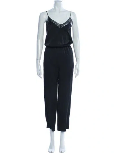 Pre-owned Maje V-neck Jumpsuit In Black