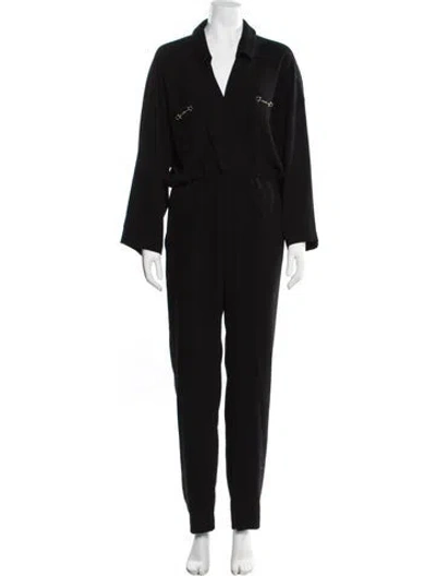 Pre-owned Maje V-neck Jumpsuit In Black