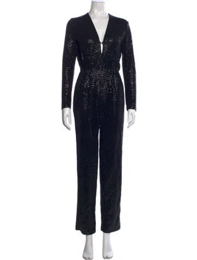 Pre-owned Maje V-neck Jumpsuit In Black