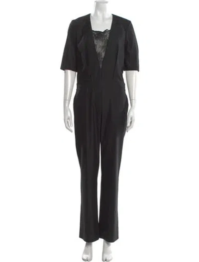 Pre-owned Maje V-neck Jumpsuit In Black