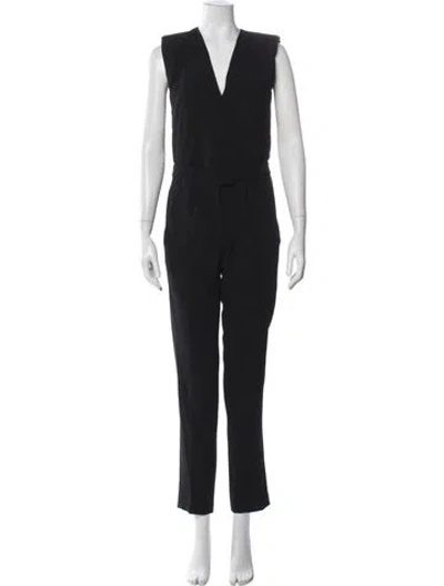 Pre-owned Maje V-neck Jumpsuit In Black