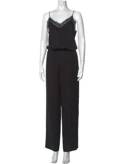 Pre-owned Maje V-neck Jumpsuit In Black