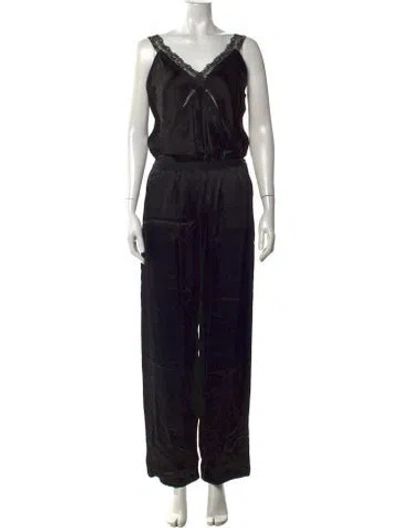 Pre-owned Maje V-neck Jumpsuit In Black