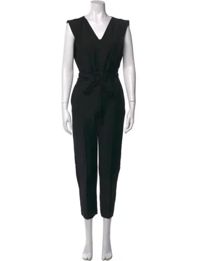 Pre-owned Maje V-neck Jumpsuit In Black