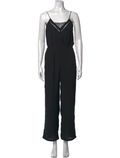 Pre-owned Maje V-neck Jumpsuit In Black