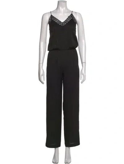 Pre-owned Maje V-neck Jumpsuit In Black