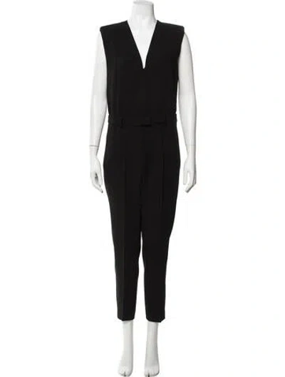 Pre-owned Maje V-neck Jumpsuit In Black