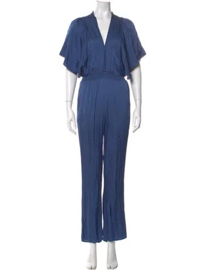 Pre-owned Maje V-neck Jumpsuit In Blue