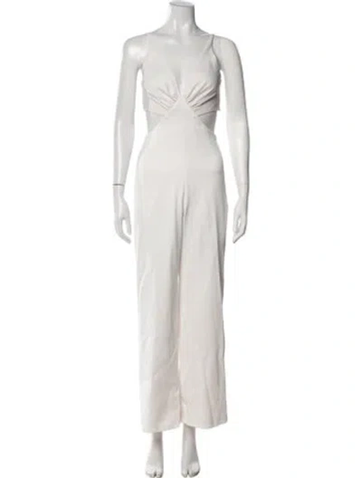 Pre-owned Maje V-neck Jumpsuit In Neutral