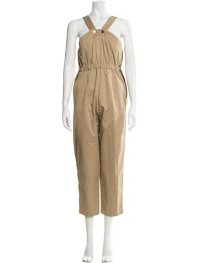 Pre-owned Maje V-neck Jumpsuit In Neutrals