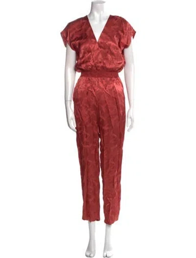 Pre-owned Maje V-neck Jumpsuit In Pink