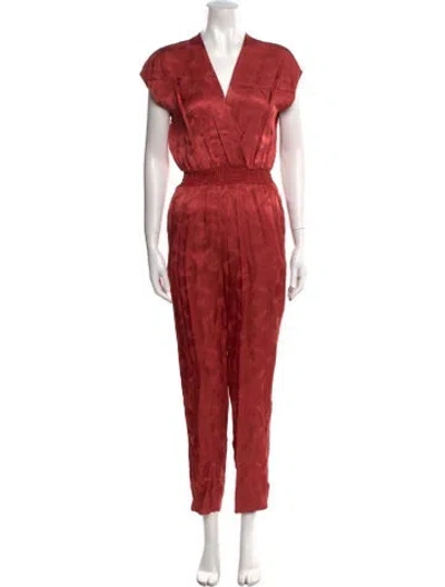 Pre-owned Maje V-neck Jumpsuit In Red