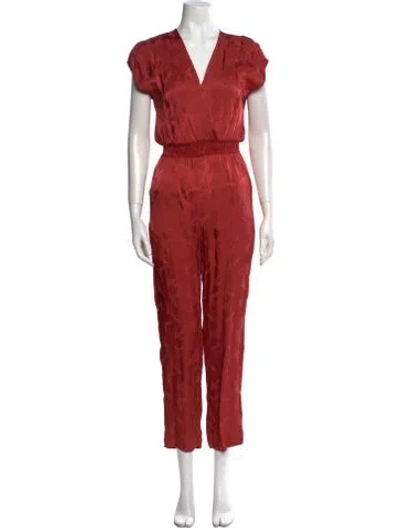 Pre-owned Maje V-neck Jumpsuit In Red