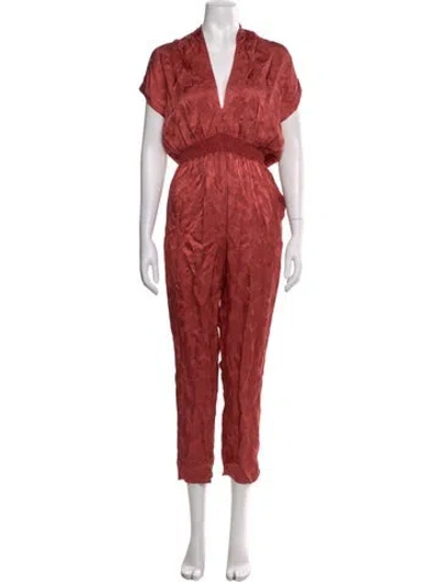 Pre-owned Maje V-neck Jumpsuit In Red
