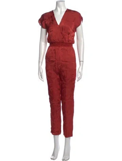 Pre-owned Maje V-neck Jumpsuit In Red