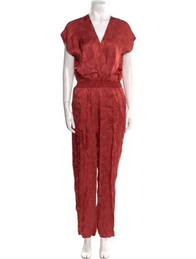 Pre-owned Maje V-neck Jumpsuit W/ Tags In Red
