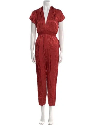 Pre-owned Maje V-neck Jumpsuit W/ Tags In Red