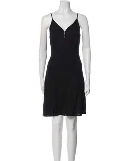 Pre-owned Maje V-neck Knee-length Dress In Black