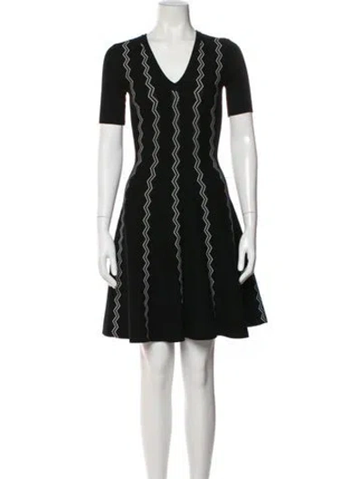 Pre-owned Maje V-neck Knee-length Dress In Black