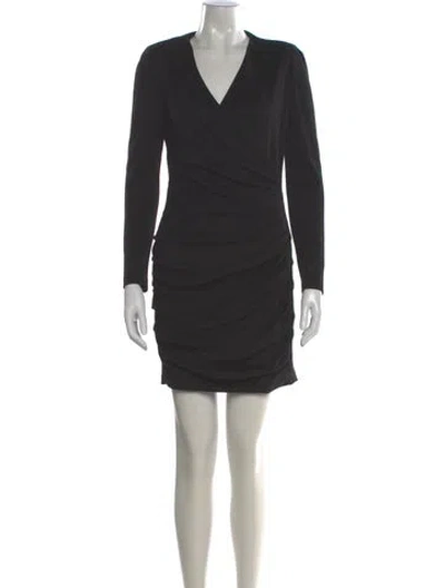 Pre-owned Maje V-neck Knee-length Dress In Black