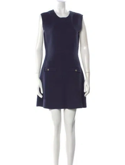 Pre-owned Maje V-neck Knee-length Dress In Blue
