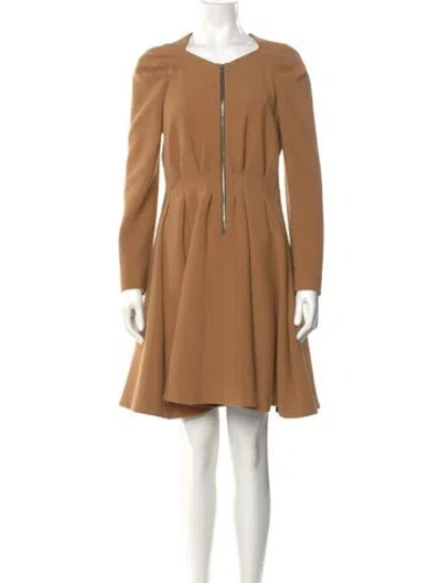 Pre-owned Maje V-neck Knee-length Dress In Brown