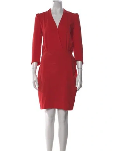 Pre-owned Maje V-neck Knee-length Dress In Red