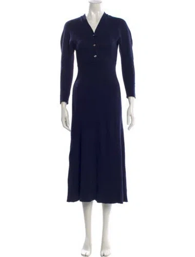 Pre-owned Maje V-neck Long Dress In Black