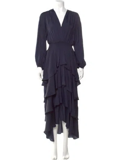 Pre-owned Maje V-neck Long Dress In Black
