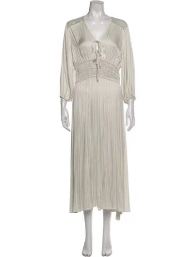 Pre-owned Maje V-neck Long Dress In Green
